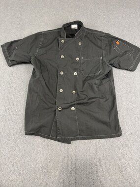Happy Chef Black Double-Breasted Short Sleeve Chef Jacket XS